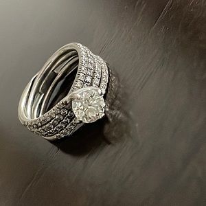 Engagement ring with wedding bands